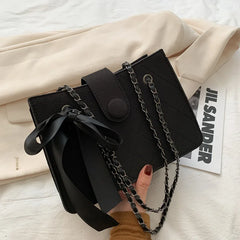 Shoulder Bag Women Bow Chain Diamond Lattice Casual High Street Satchel