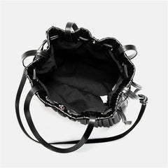 Pleated Stripe Bucket Bag Women Shoulder Bag