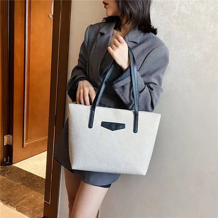 Women's Autumn Winter Shoulder Bag Large Capacity Tote Solid Color Handbag
