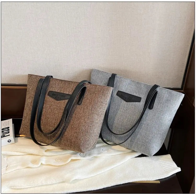 Women's Autumn Winter Shoulder Bag Large Capacity Tote Solid Color Handbag