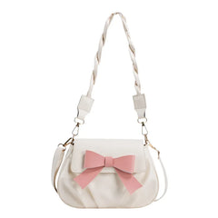 Shoulder Bag for Women Bow Pleated Retro Twist Strap