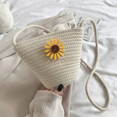 Summer Mini Daisy Beach Braided Shoulder Bag for Women
