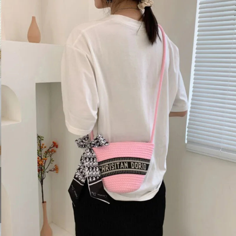 Summer Mini Daisy Beach Braided Shoulder Bag for Women
