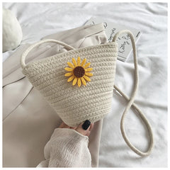 Summer Mini Daisy Beach Braided Shoulder Bag for Women