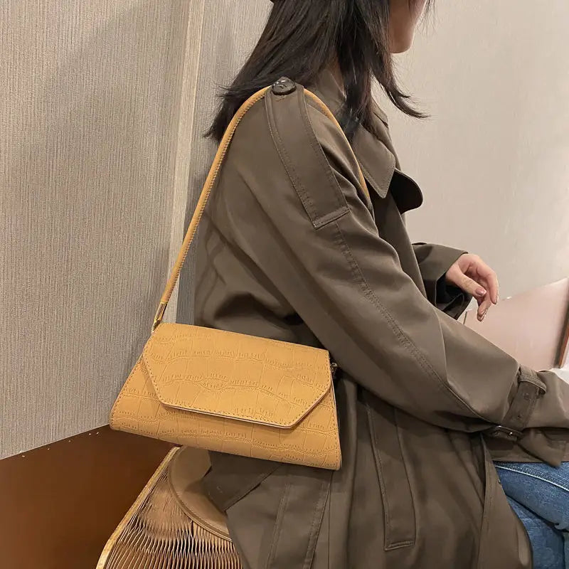 Vintage French Shoulder Bag Matte PU Office Ladies Handle-pouch