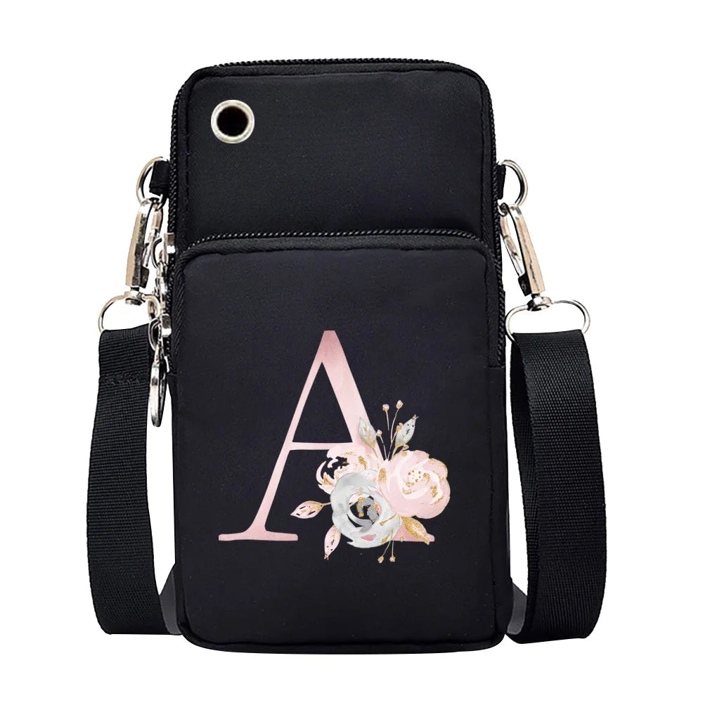 Waterproof Pink Flower CrossBody Bag for Samsung/iPhone