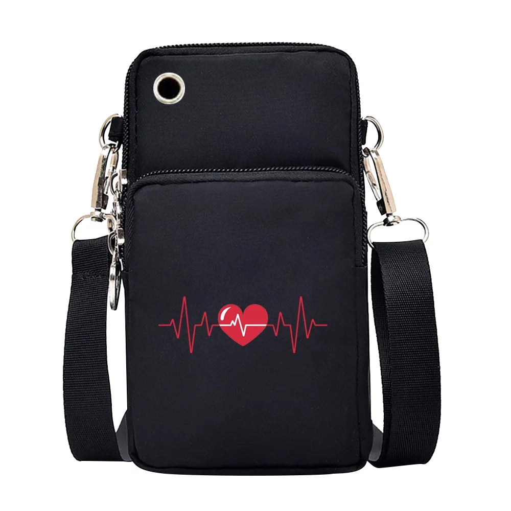 Waterproof Mobile Phone Bag Love Printing CrossBody Bag