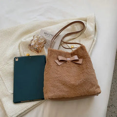 Shoulder Bags Women Basic Bow-design Handbags Daily Winter Square Sales