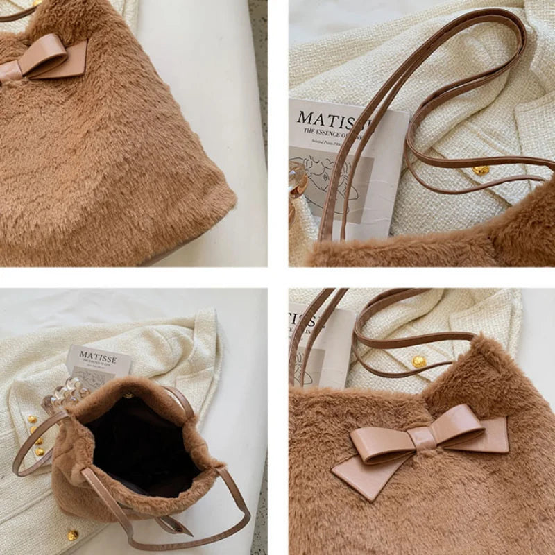 Shoulder Bags Women Basic Bow-design Handbags Daily Winter Square Sales
