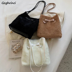 Shoulder Bags Women Basic Bow-design Handbags Daily Winter Square Sales