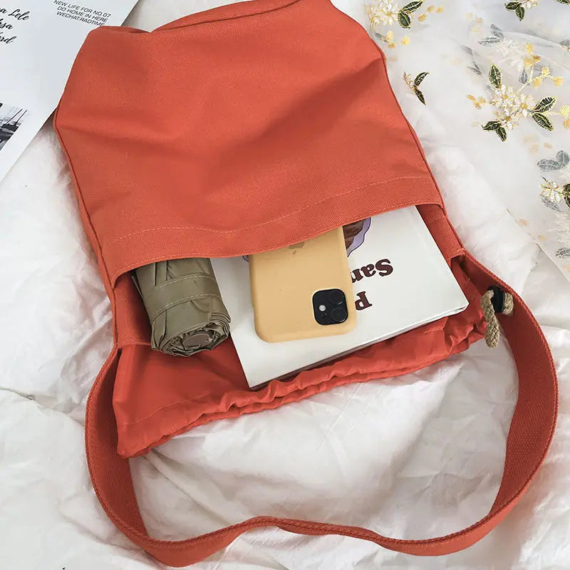 Canvas Shoulder Bag Harajuku Vintage Bucket Handbag