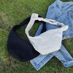 Canvas Hobos Shoulder Bag Solid Large Capacity Underarm Bag