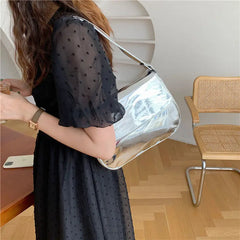 Bright PU Leather Shoulder Bag Women Casual All-match High Streetwear