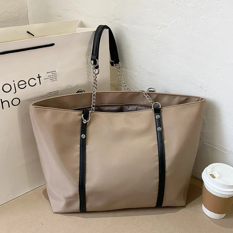 Shoulder Bags Women Chains Casual Tote Portable Handbags Hot Solid Underarm Larg