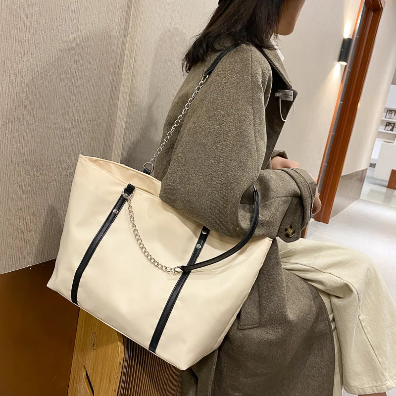 Shoulder Bags Women Chains Casual Tote Portable Handbags Hot Solid Underarm Larg