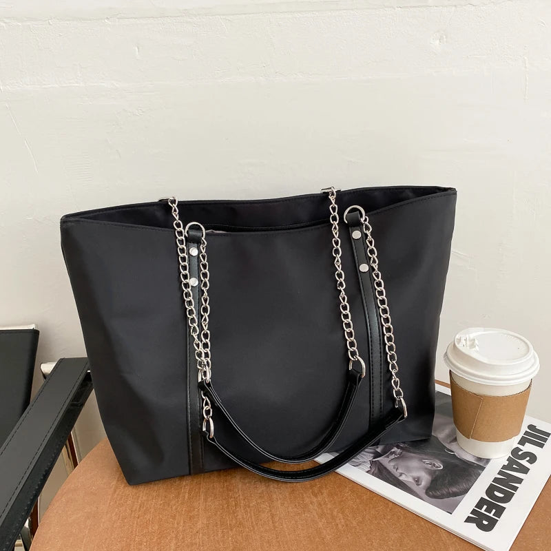 Shoulder Bags Women Chains Casual Tote Portable Handbags Hot Solid Underarm Larg