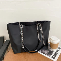 Shoulder Bags Women Chains Casual Tote Portable Handbags Hot Solid Underarm Larg