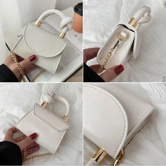 Shoulder Bag Women Handle Handbag Chain Cross-body PU Leather