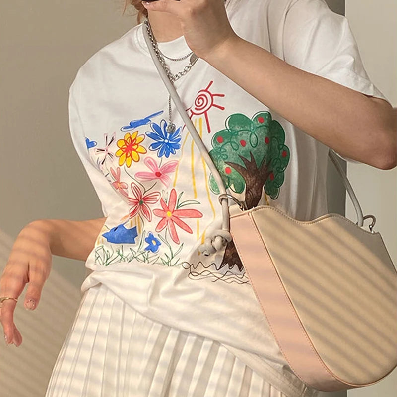 Shoulder Bags Women Irregular Panelled Handbags PU Leather