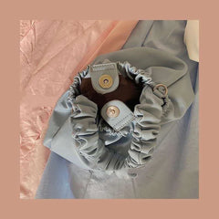 Shoulder Bags Women Bucket Bag Soft PU Leather Pearls Cross-body Handbags