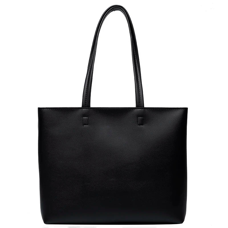 Large Capacity PU Leather Tote Bag Zipper Handbag