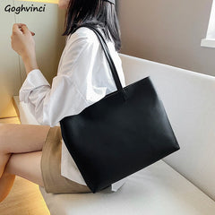 Large Capacity PU Leather Tote Bag Zipper Handbag