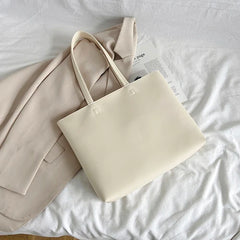 Large Capacity PU Leather Tote Bag Zipper Handbag