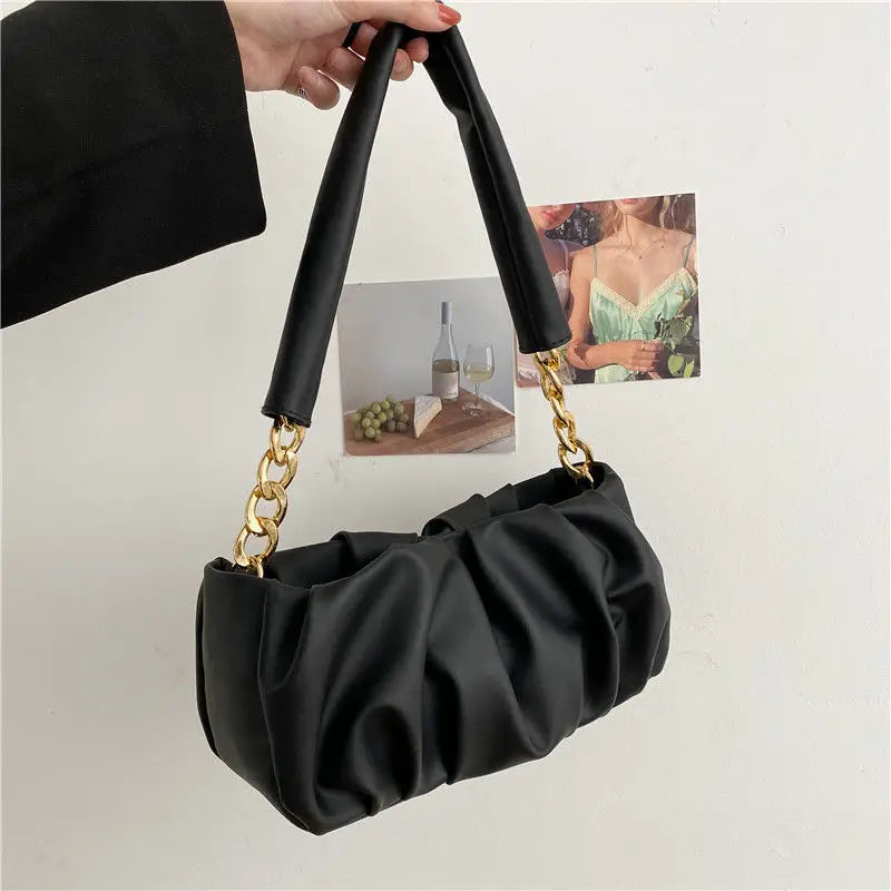 Shoulder Bags Women Solid Handbags Ladies High Street Underarm PU Leather