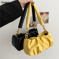 Shoulder Bags Women Solid Handbags Ladies High Street Underarm PU Leather