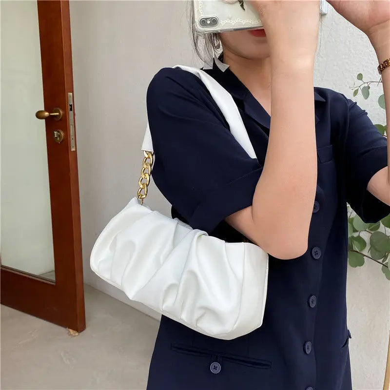 Shoulder Bags Women Solid Handbags Ladies High Street Underarm PU Leather