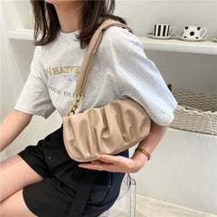 Shoulder Bags Women Solid Handbags Ladies High Street Underarm PU Leather