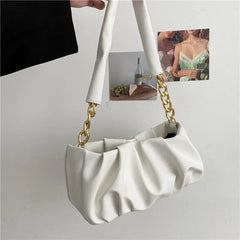 Shoulder Bags Women Solid Handbags Ladies High Street Underarm PU Leather