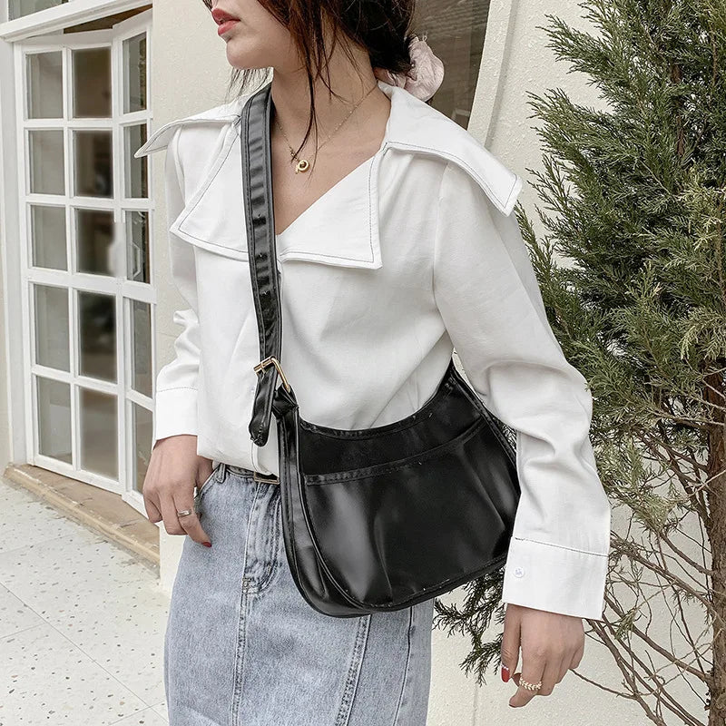 Vintage Texture PU Leather Shoulder Bag Large Capacity Crossbody