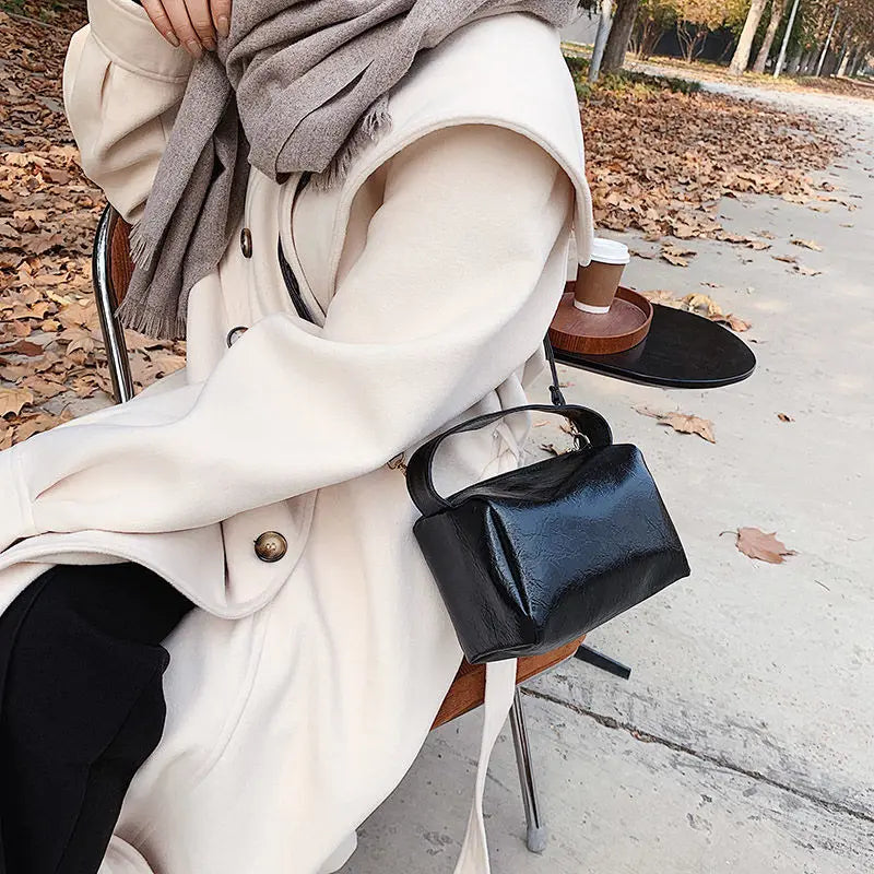 Vintage PU Leather Shoulder Bags Women Retro Crossbody Handle Office Ladies