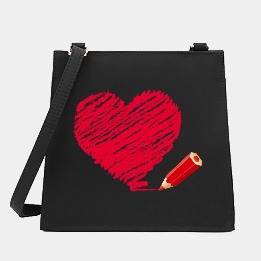 Love Series Shoulder Crossbody Bag Small Square Commute Tote Messenger