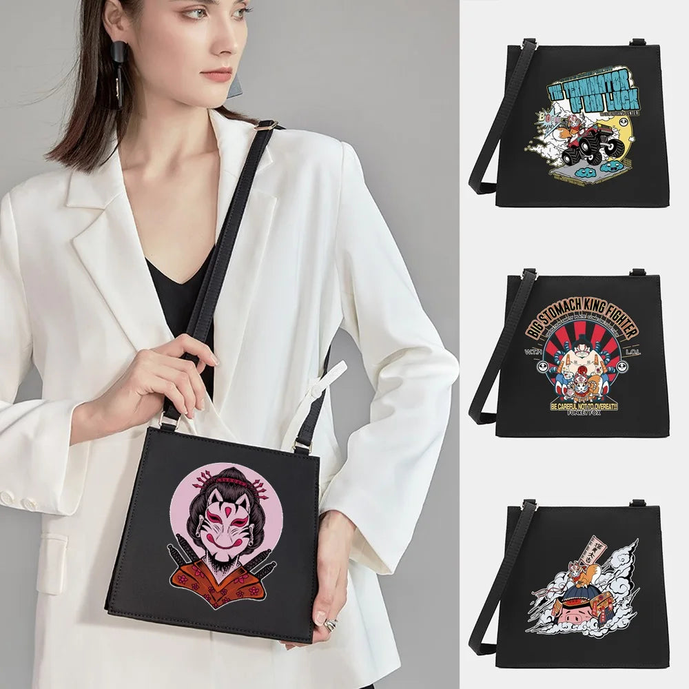 Women Small Square Mask Pattern Shoulder Crossbody Bag