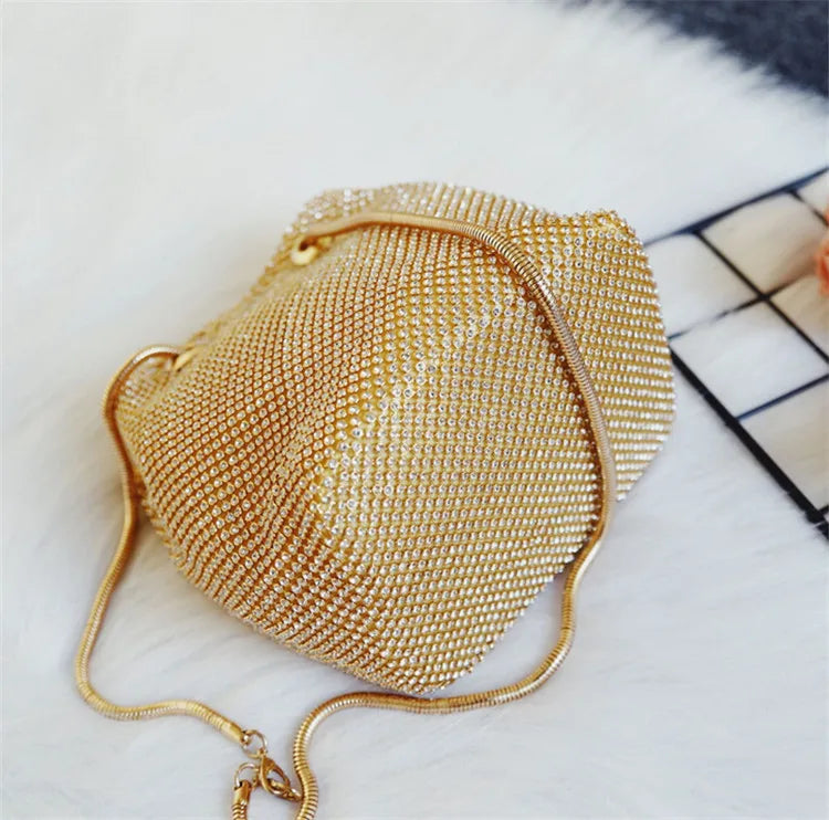 Satin Diamond Shoulder Handbag for Wedding Party