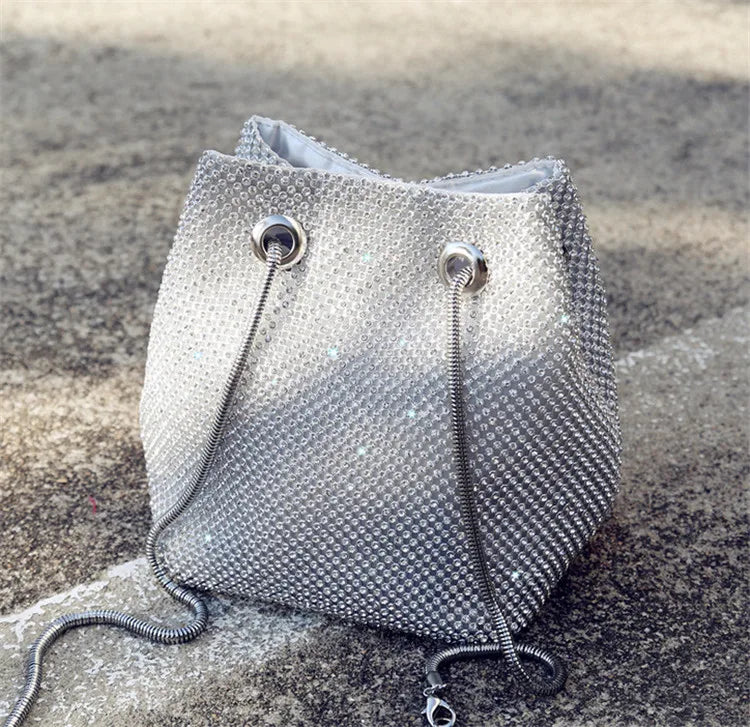 Satin Diamond Shoulder Handbag for Wedding Party