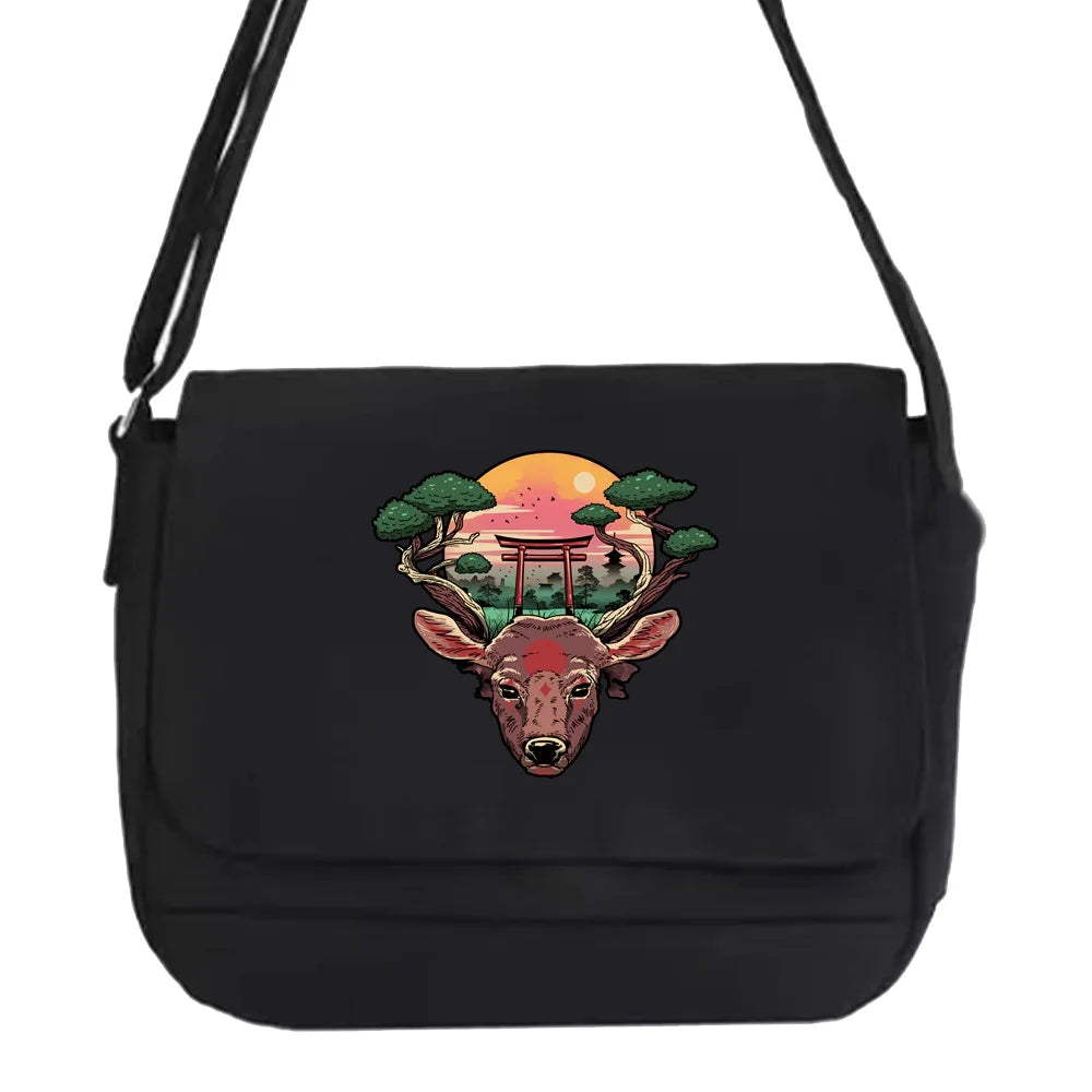 Harajuku Canvas Crossbody Bag Women Japanese Shoulder Messenger