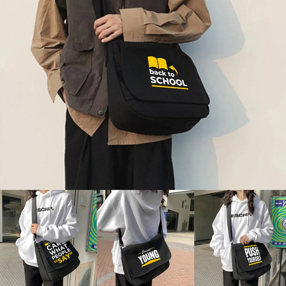 Harajuku Canvas Shoulder Messenger Bag Women Japanese Diagonal Pouch