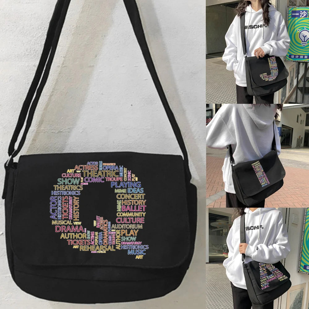 Harajuku Canvas Crossbody Bag Women Diagonal Pouch