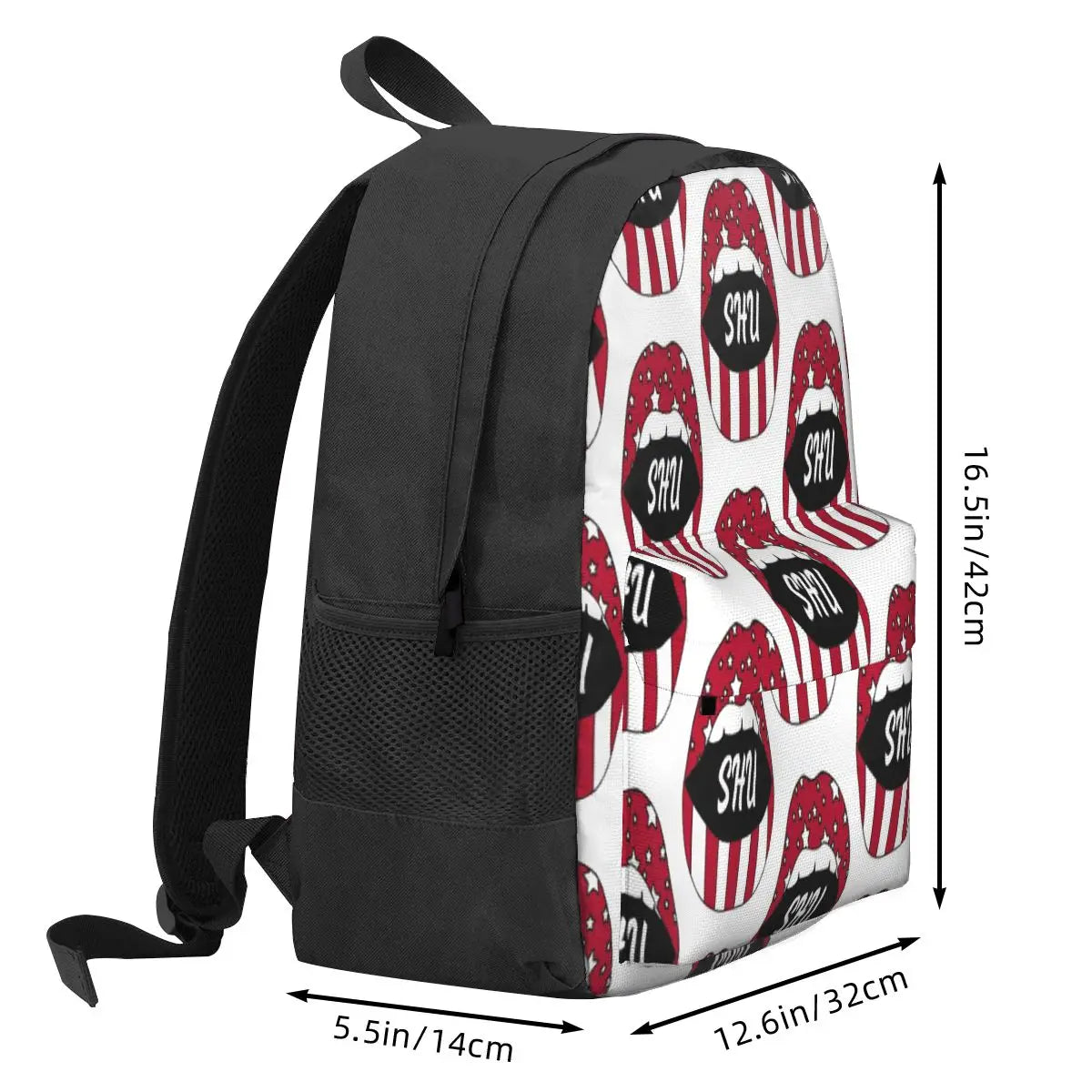 Shu Lips Backpacks Men's and Women's Zipper Close Bag