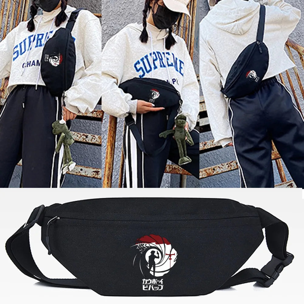 Silhouette Printing Waist Bag Men Women Casual Sports Chest Pack Pouch