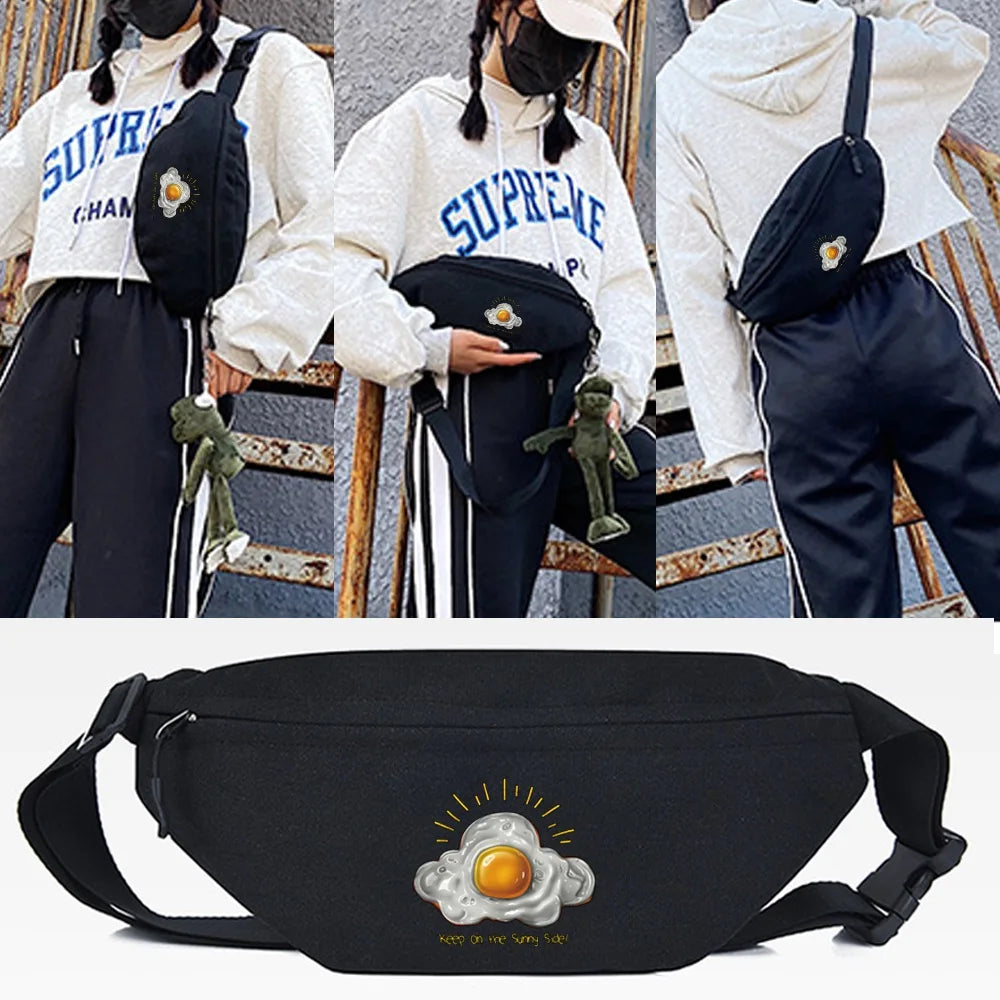 Silhouette Printing Waist Bag Men Women Casual Sports Chest Pack Pouch