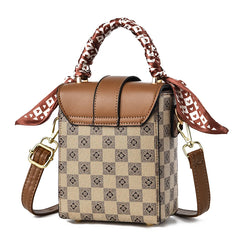 Silk Scarf Decorated Women's Crossbody Shoulder Bag