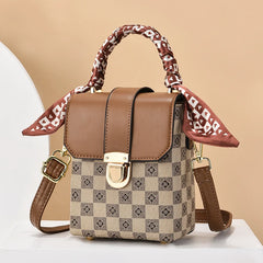 Silk Scarf Decorated Women's Crossbody Shoulder Bag