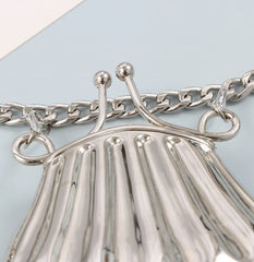 Metallic Chain Waist Belt with Coin Bag Shell Women Chest Bag