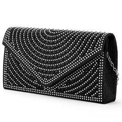 Silver Champagne Envelope Bag Rhinestone Studded Purse