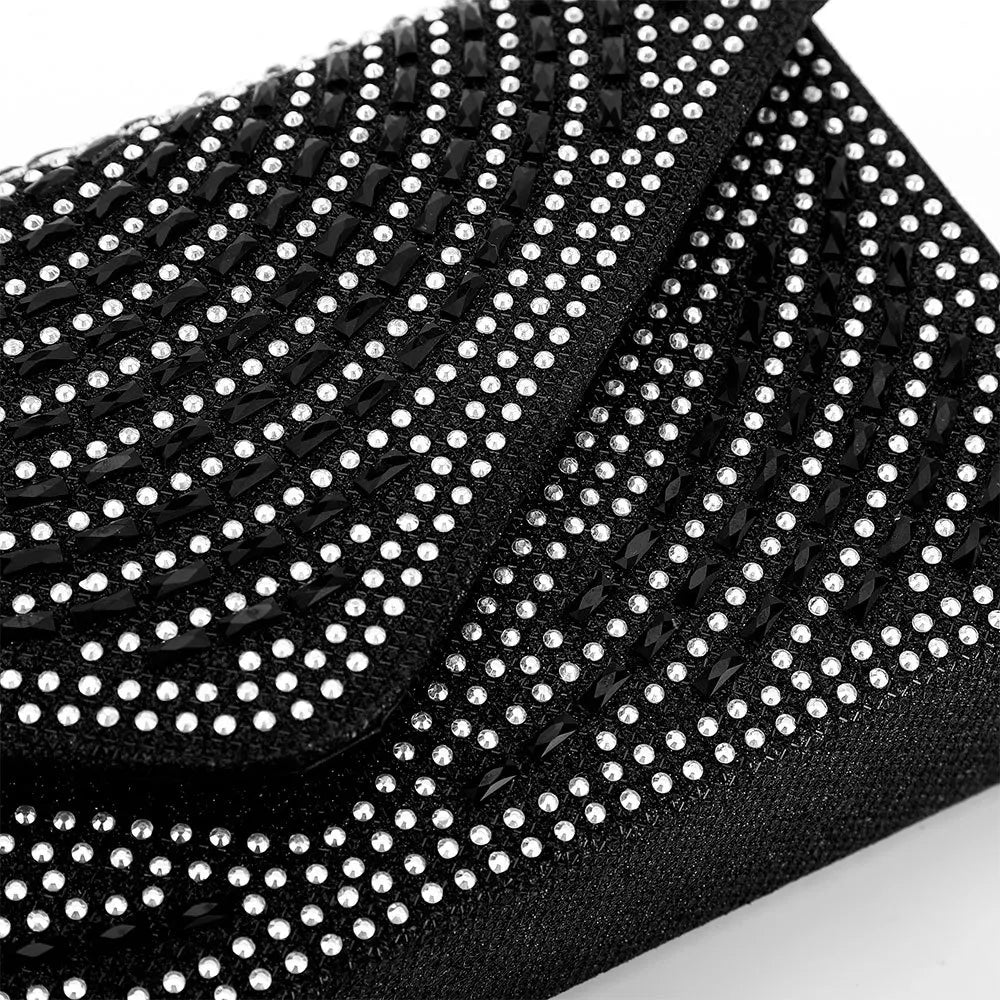 Silver Champagne Envelope Bag Rhinestone Studded Purse