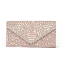 Silver Champagne Envelope Bag Rhinestone Studded Purse